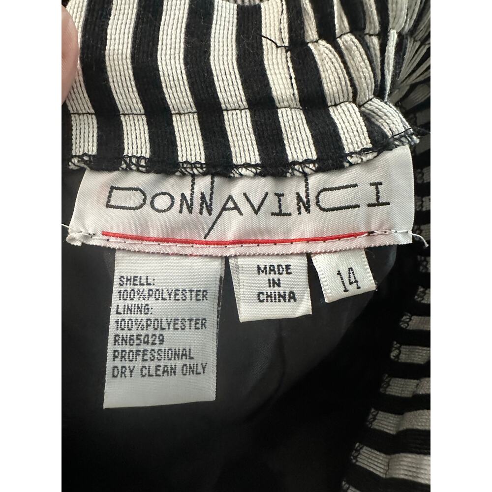 DONNA VINCI Black White Striped Church Suit Skirt Jacket Set Rhinestone Trim 14 - Picture 9 of 10
